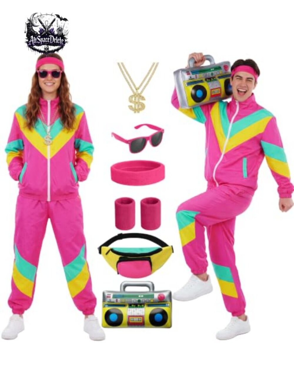 80s Tracksuit Set Polyester Retro Windbreaker Jogger Halloween Costume